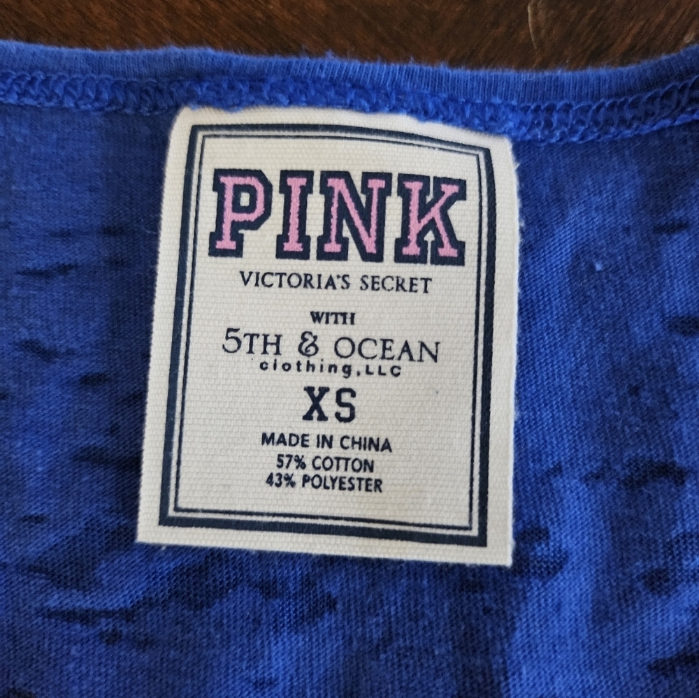 PINK Victoria's Secret XS Texas Rangers Cropped Blue Tank Top - Picture 3 of 9